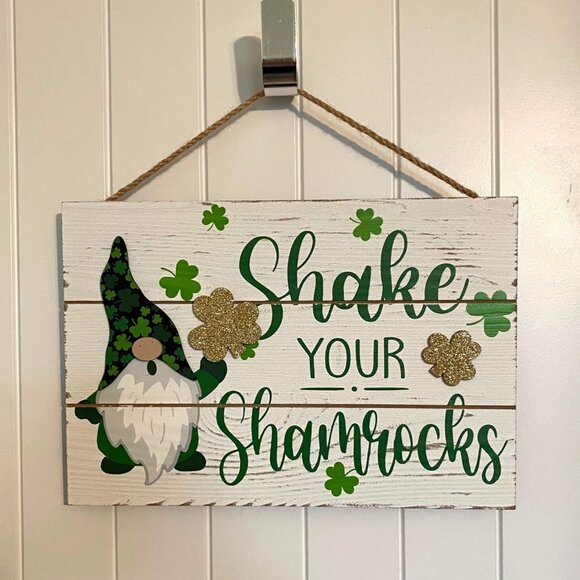 St. Patricks Day Shake Your Shamrocks Leprechaun Gnome Door Decor Wall Decor - Picture 1 of 6